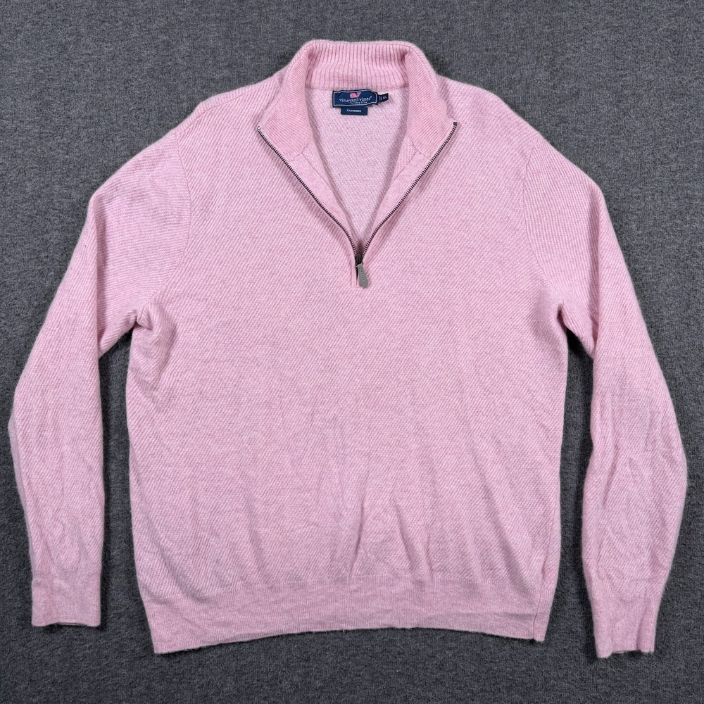 Vineyard Vines Mens XL Pink Cat Cay Cashmere Quarter Zip Pullover 1E001260